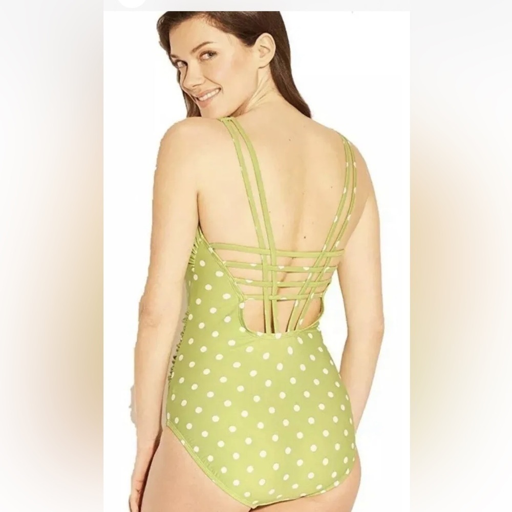 Kona Sol Green Polka Dot Swimsuit Size L. NWT - Picture 2 of 8
